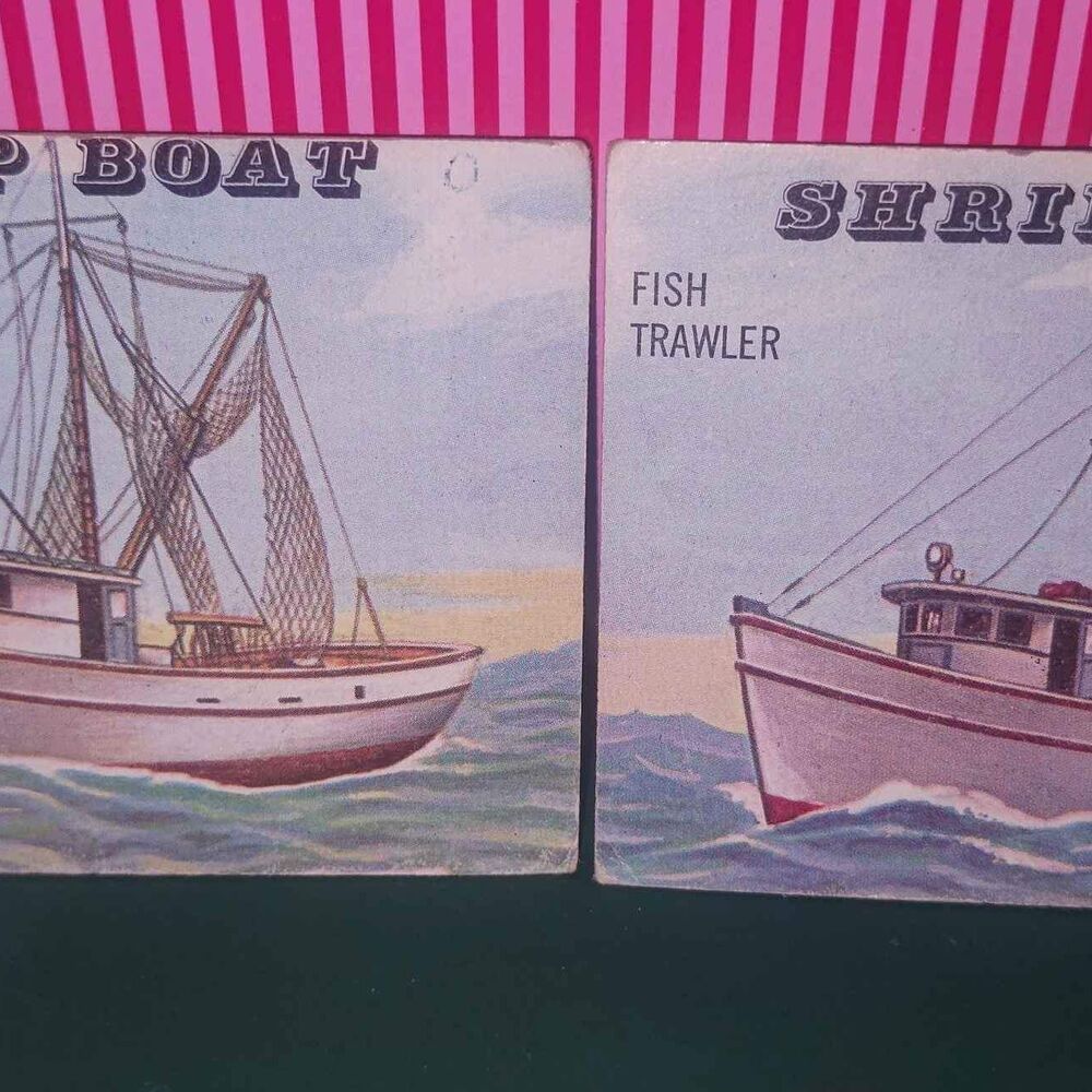 1955 Topps Rails and Sails #192 Shrimp Boat Fish Trawler Trading Cards Set of 2